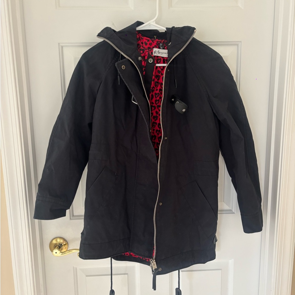 Coach Black Jacket with Red Leopard Print Lining